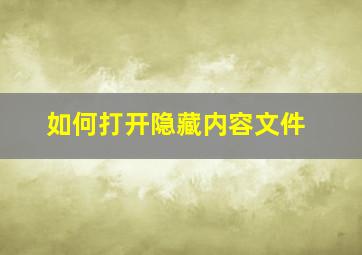 如何打开隐藏内容文件