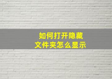 如何打开隐藏文件夹怎么显示