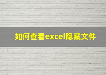 如何查看excel隐藏文件