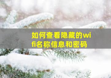 如何查看隐藏的wifi名称信息和密码