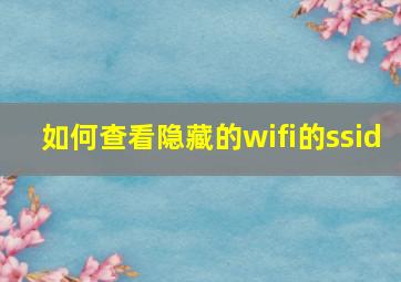 如何查看隐藏的wifi的ssid