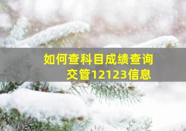 如何查科目成绩查询交管12123信息