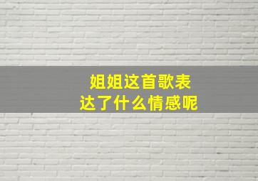 姐姐这首歌表达了什么情感呢