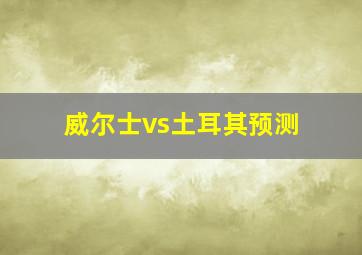 威尔士vs土耳其预测