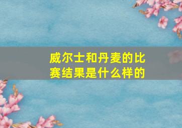 威尔士和丹麦的比赛结果是什么样的