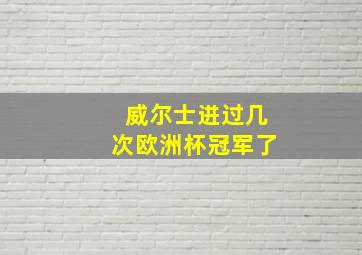 威尔士进过几次欧洲杯冠军了