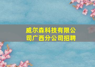 威尔森科技有限公司广西分公司招聘