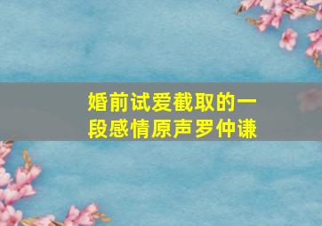 婚前试爱截取的一段感情原声罗仲谦