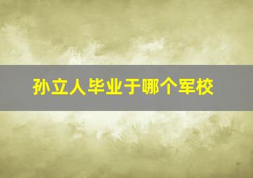 孙立人毕业于哪个军校