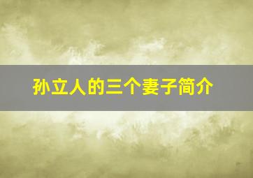 孙立人的三个妻子简介