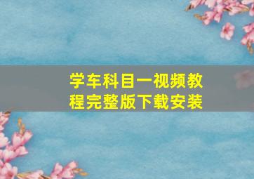 学车科目一视频教程完整版下载安装