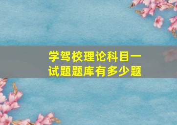 学驾校理论科目一试题题库有多少题