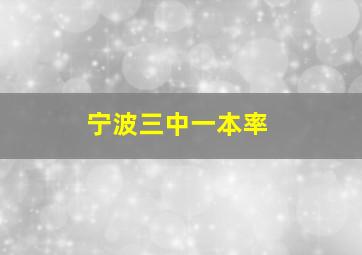 宁波三中一本率