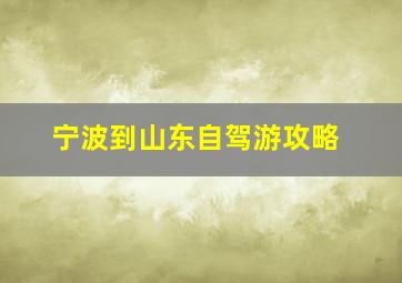 宁波到山东自驾游攻略