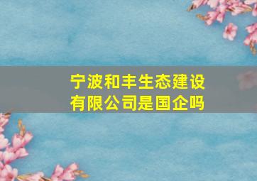 宁波和丰生态建设有限公司是国企吗