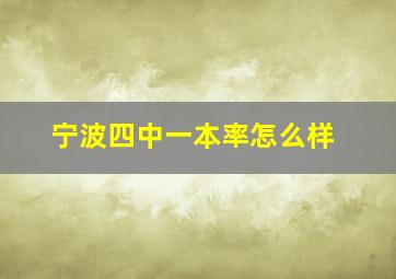 宁波四中一本率怎么样