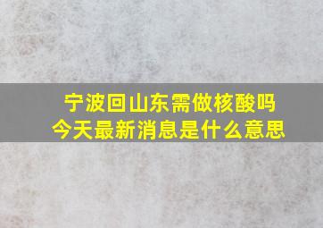 宁波回山东需做核酸吗今天最新消息是什么意思