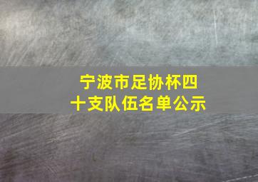 宁波市足协杯四十支队伍名单公示