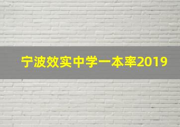 宁波效实中学一本率2019