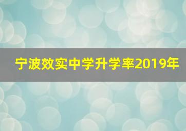 宁波效实中学升学率2019年