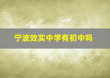 宁波效实中学有初中吗