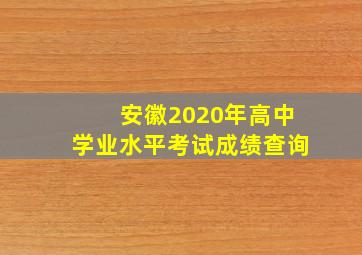 安徽2020年高中学业水平考试成绩查询