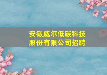 安徽威尔低碳科技股份有限公司招聘