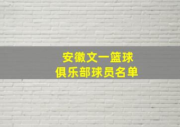 安徽文一篮球俱乐部球员名单