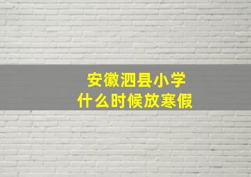 安徽泗县小学什么时候放寒假