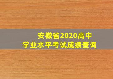 安徽省2020高中学业水平考试成绩查询