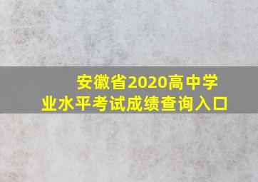 安徽省2020高中学业水平考试成绩查询入口