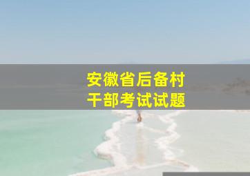 安徽省后备村干部考试试题