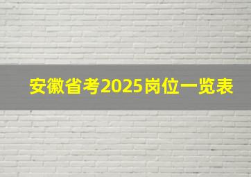 安徽省考2025岗位一览表