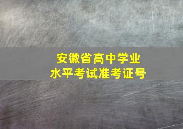 安徽省高中学业水平考试准考证号