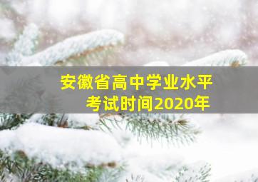 安徽省高中学业水平考试时间2020年