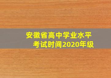 安徽省高中学业水平考试时间2020年级