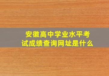 安徽高中学业水平考试成绩查询网址是什么