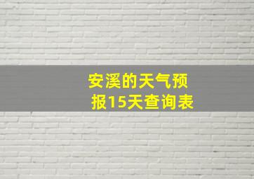 安溪的天气预报15天查询表