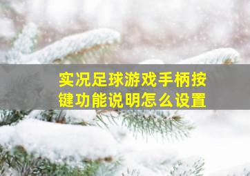 实况足球游戏手柄按键功能说明怎么设置