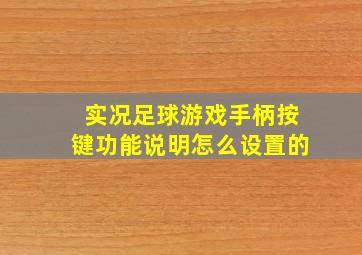 实况足球游戏手柄按键功能说明怎么设置的