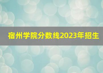 宿州学院分数线2023年招生