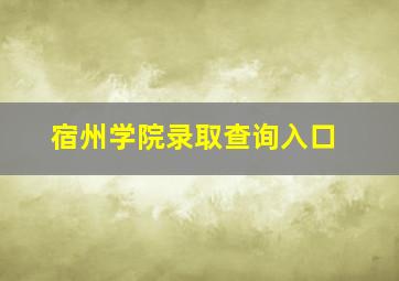 宿州学院录取查询入口