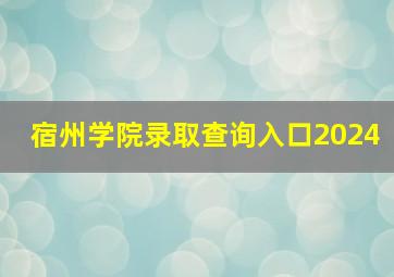 宿州学院录取查询入口2024