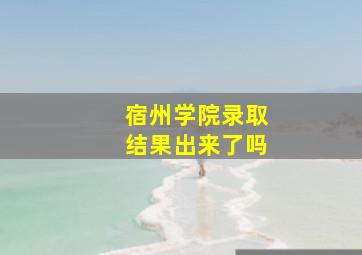 宿州学院录取结果出来了吗