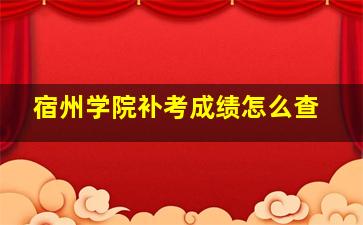 宿州学院补考成绩怎么查