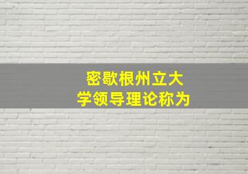 密歇根州立大学领导理论称为