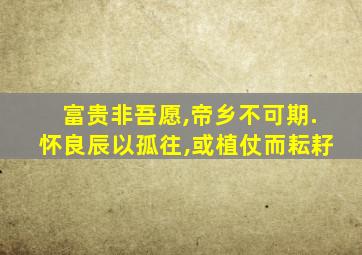 富贵非吾愿,帝乡不可期.怀良辰以孤往,或植仗而耘耔