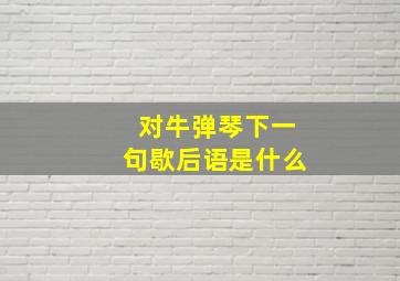 对牛弹琴下一句歇后语是什么