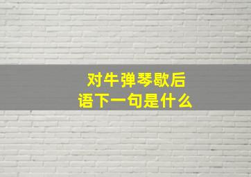 对牛弹琴歇后语下一句是什么