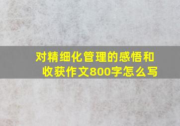 对精细化管理的感悟和收获作文800字怎么写